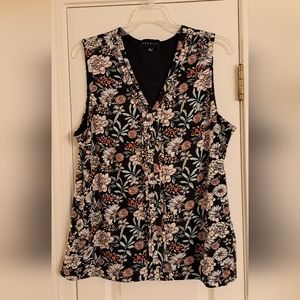 XL Floral Print Sleeveless Blouse